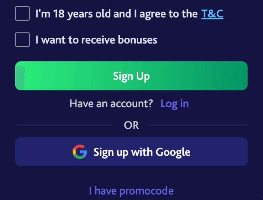 7Bit Casino register form step 3
